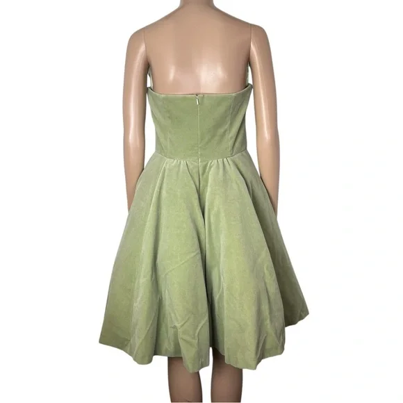 Ted Baker Langley Janini Retro Style Strapless Velvet A-Line Sage Green Dress - Picture 4 of 15